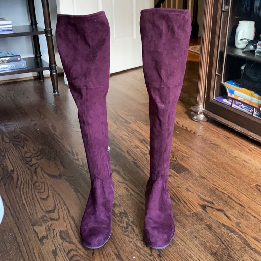 Mark Fisher Maroon over the knee boots
